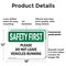 Signmission Please Do Not Leave Vehicles Running OSHA Safety First Sign, Plastic, 18in W x 12in L, 2PK OS-2PACK-SF-P-1218-L-10846 - alternate 2